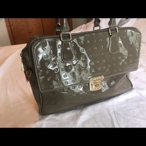 Tan shiny patten hobo bag